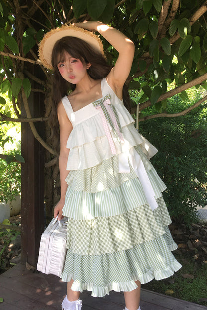 Emerald Forest Multi-Layered Ruffle Holiday Sweet JSK Dress