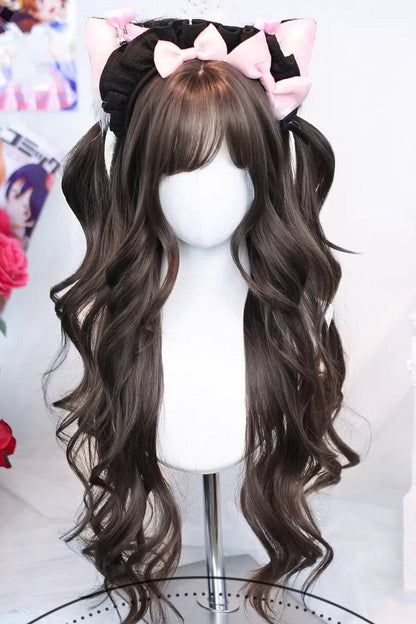 Casual Sweet Lolita Long Wig with Curls and Wispy Bangs in Three Tones - CosplayCharm