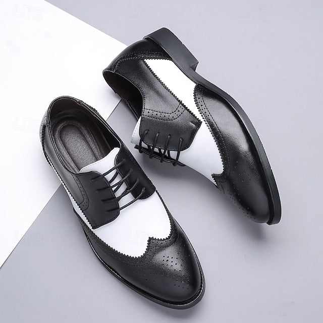 Men's Oxford with Black and Shoes Brogue White