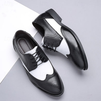 Men's Oxford with Black and Shoes Brogue White