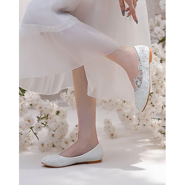 Embroidered – Flats Lace Vintage Ballet White Women's