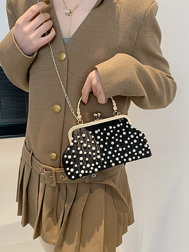 Evening Beaded – Women's Vintage Bag Clutch Pearl Elegant