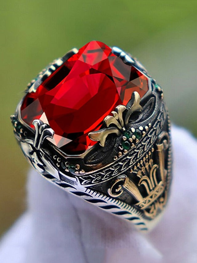 Men's Alloy Gemstone Ring