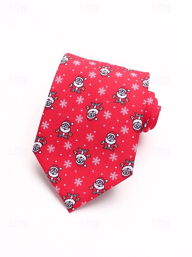 Tie Fun Christmas Men's and Polyester Silk Tree Santa –