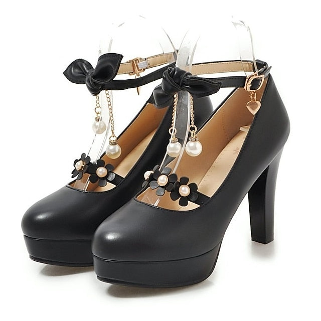 Mary Platform Jane Girls' Wedding Heels White Elegant