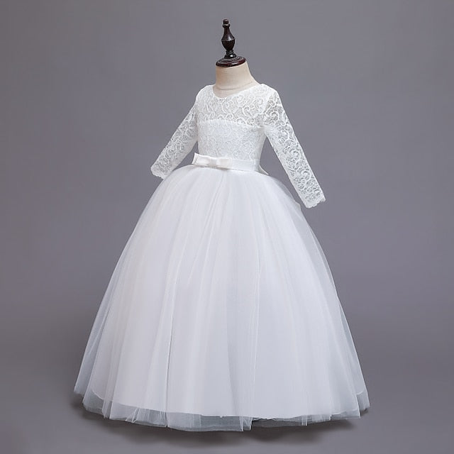 Kids Flower Girl Sleeve Dress Girls' Wedding Half