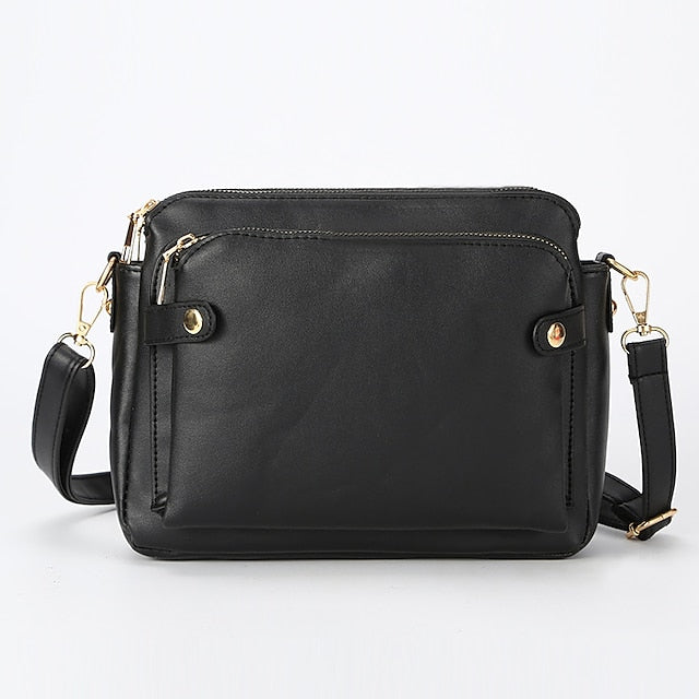 Shoulder Leather Women's Vintage Three-Layer Crossbody