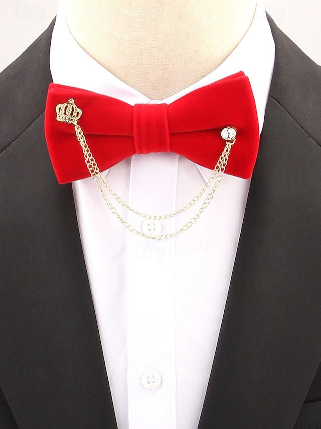 Detail Bow Crown Chain and with – Tie Men's Velvet
