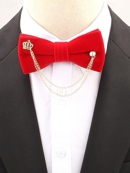 Detail Bow Crown Chain and with – Tie Men's Velvet