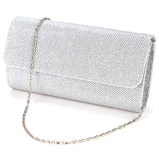 Elegant Purse Clutch Silver Glitter – Women's Evening