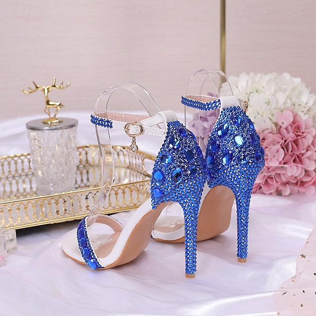 Green Matching Women's Heels Rhinestone Ankle Stiletto with