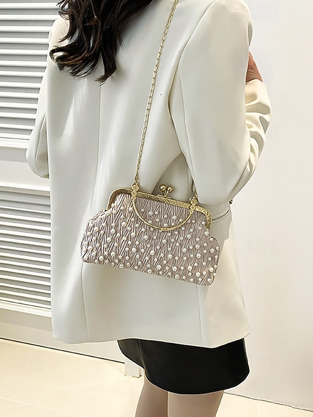 Evening Beaded – Women's Vintage Bag Clutch Pearl Elegant