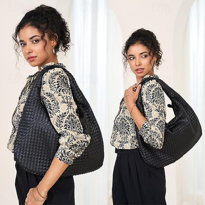 Hobo Leather Burgundy Women's Bag – Woven Faux Chic