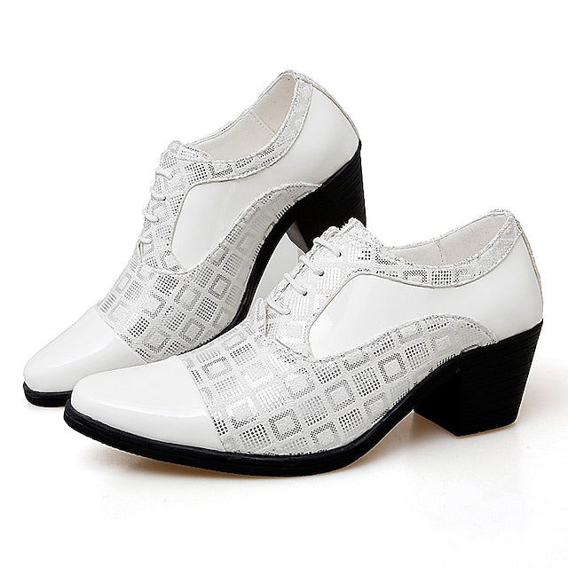 and Patent Oxford Red Block Heel Men's Shoes Black Leather