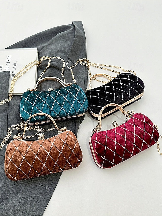 - Women's with Accents Quilted Velvet Diamond Purse Evening