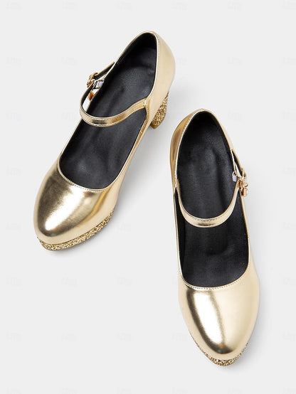 Pumps Glitter Heel Sparkly Jane Mary Block – Women's Gold
