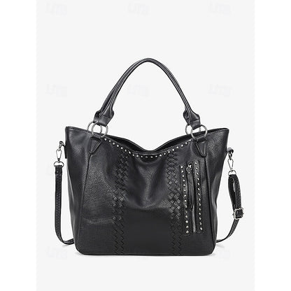 Brown Faux – Women's Tote Bag Handbag Leather Spacious