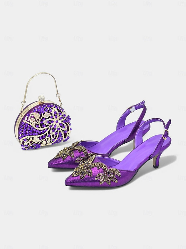 Slingback – with Handbag Matching Heels Embellished Gold