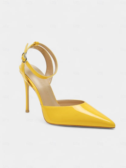 Women's Nude Patent - Slingback Heels Stiletto Leather