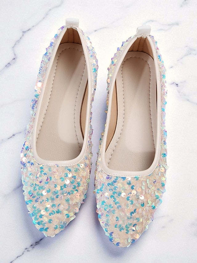 Flats Pointed Sparkly Toe Women's Black - Sequin Ballet