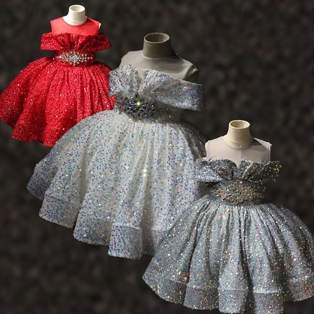 Short Dress Solid Color Sleeve Kids Girls' Party