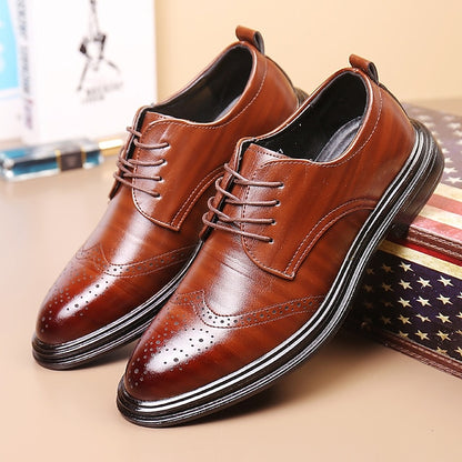– Brown Shoes Leather Brogue Classic Faux Men's