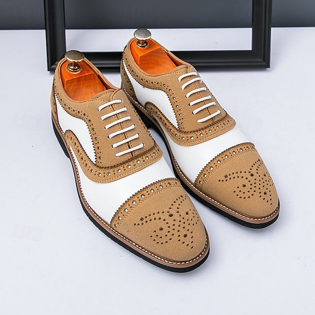 White Brown Classic Brogue with and Shoes Oxford Men's