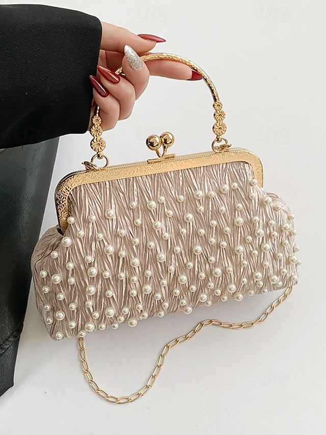 Evening Beaded – Women's Vintage Bag Clutch Pearl Elegant