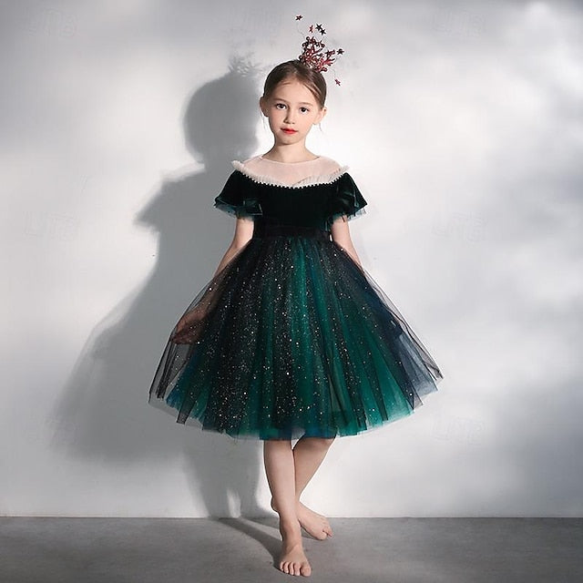 Girl Party Flower Girls' Kids Dress Color Solid Short