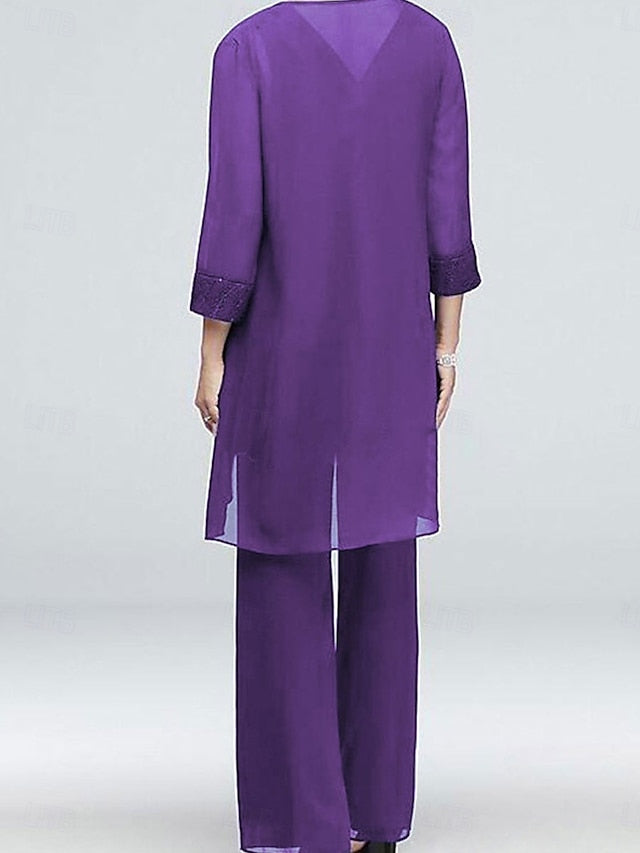 3 Elegant Neck Dress of Mother Vintage Piece Crew Bride the