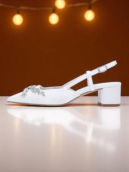 Slingback Black Women's Satin Heels