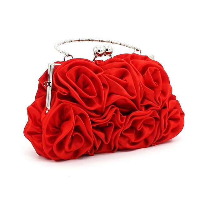 Evening Elegant Design Bag Red Floral – Clutch Vintage Rose