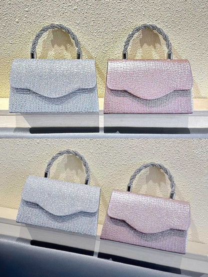 Handbag Silver Handle Rhinestone – with Women's Glitter