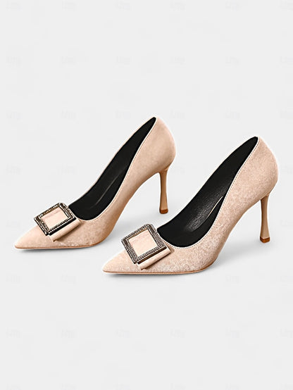 Pointed – Champagne Women's Heels Toe Elegant Buckle