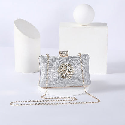 Strap with Gold Chain Bag Women's Elegant Rhinestone Clutch