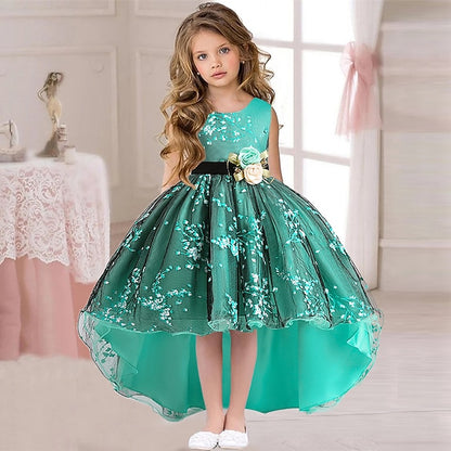 Floral Colored Solid Dress Girls' Kids Wedding Sleeveless