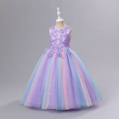 Dress Kids Solid Girls' Floral A Colored Line