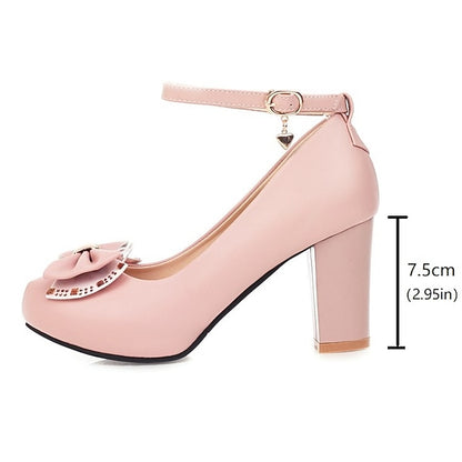 Shoes Pumps Toe White – Heel Girls' Round Block