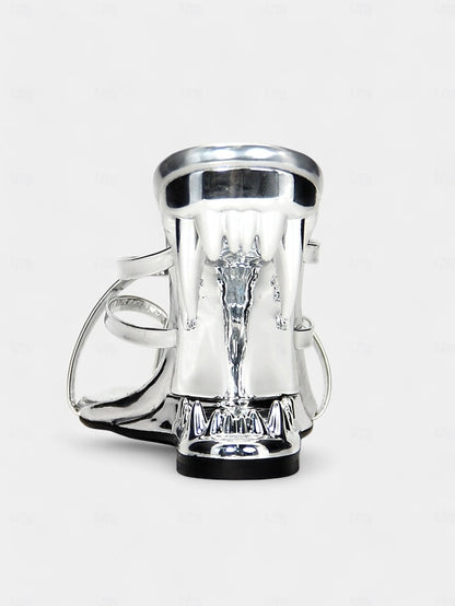 Gold Sandals Flat Metallic Unique Sculpted Heel with Design -