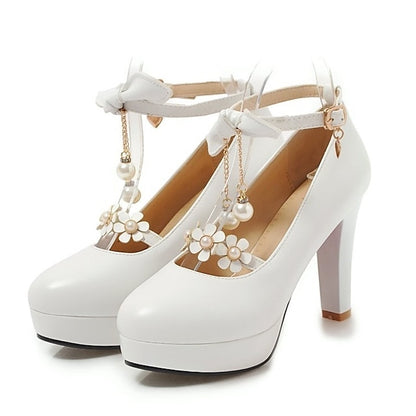 Mary Platform Jane Girls' Wedding Heels White Elegant