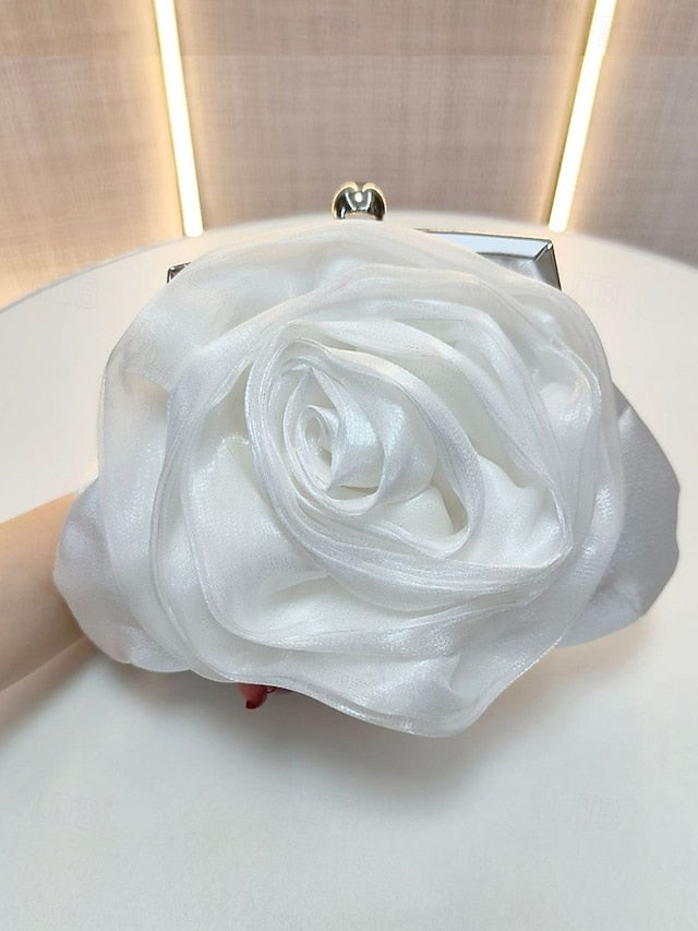 Satin Clutch Rose Women's – Flower Evening Purse Elegant