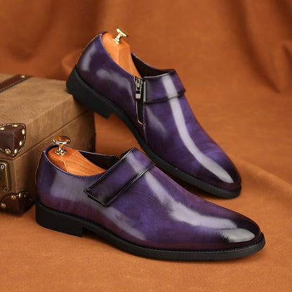 Leather Loafers Shoes Brown Slip-On Business Men's