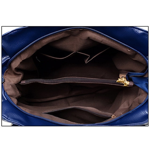 Handles Women’s and Top Faux with Handbag Black Leather