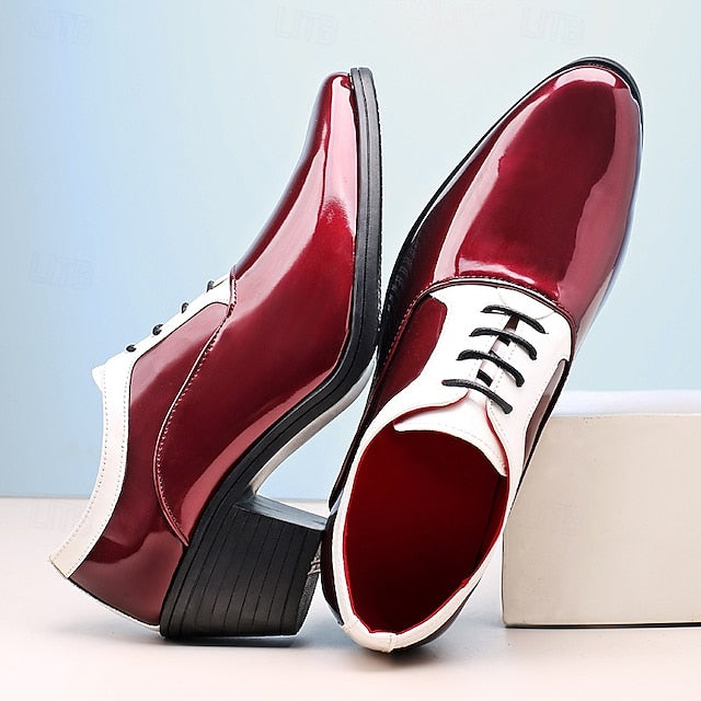 Shoes Red Oxford and White Faux Leather Patent Men's –