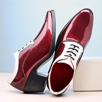 Shoes Red Oxford and White Faux Leather Patent Men's –