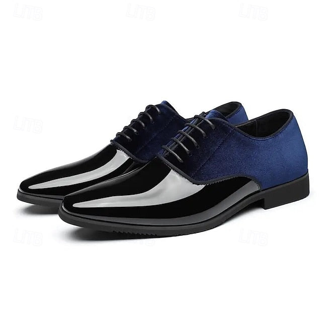 and White Shoes Blue Velvet Finish Glossy Men's with