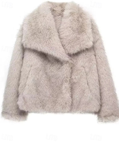 Furs Buttons Women's Comfortable Coat Warm Fur Faux