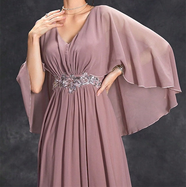 of Neck the Party Dress V Bride Mother Elegant Floor