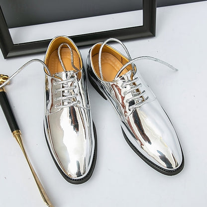 – Gold Leather Sleek Shiny for Lace-Up Men Patent Shoes
