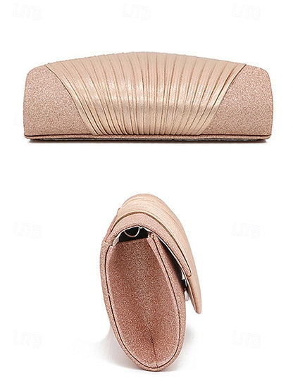 – Bag Pleated Glitter Clutch Champagne with Design Evening